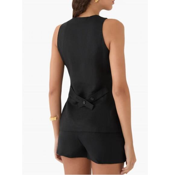 Faithfull Black Linen Seema Top Size 4 - Picture 2 of 13